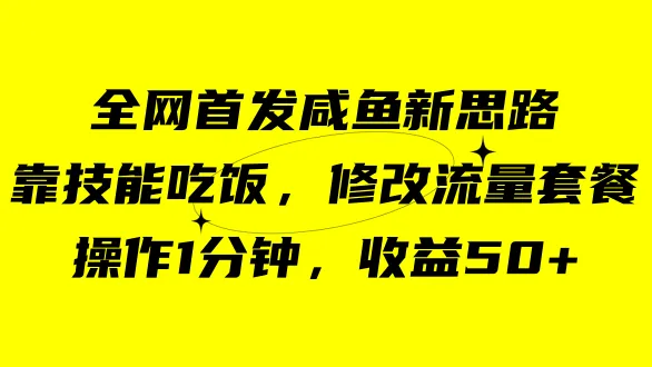 图片[1]- 咸鱼冷门新玩法，靠“技能吃饭”，修改流量套餐，操作 1 分钟，收益 50+- 臭虾米项目网