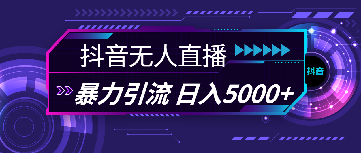 抖音无人直播，暴利引流，日入 5000