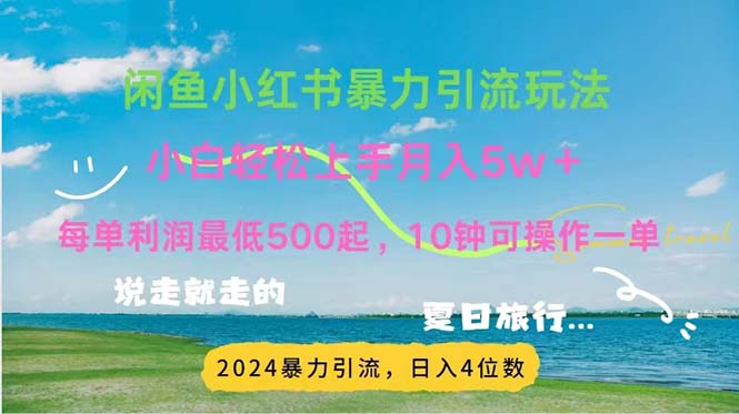 2024 暑假赚钱项目小红书咸鱼暴力引流，简单无脑操作，每单利润 500，…