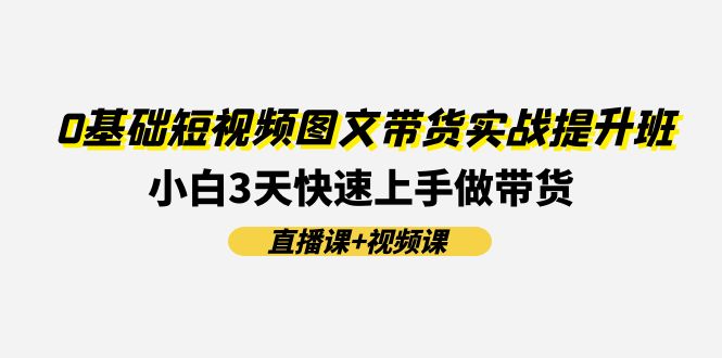 0 基础短视频图文带货实战提升班，小白 3 天快速上手做带货 (直播课 视频课)