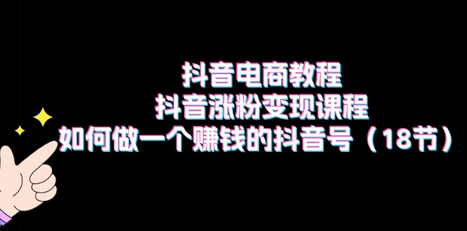 抖音电商教程：抖音涨粉变现课程：如何做一个赚钱的抖音号（18 节）